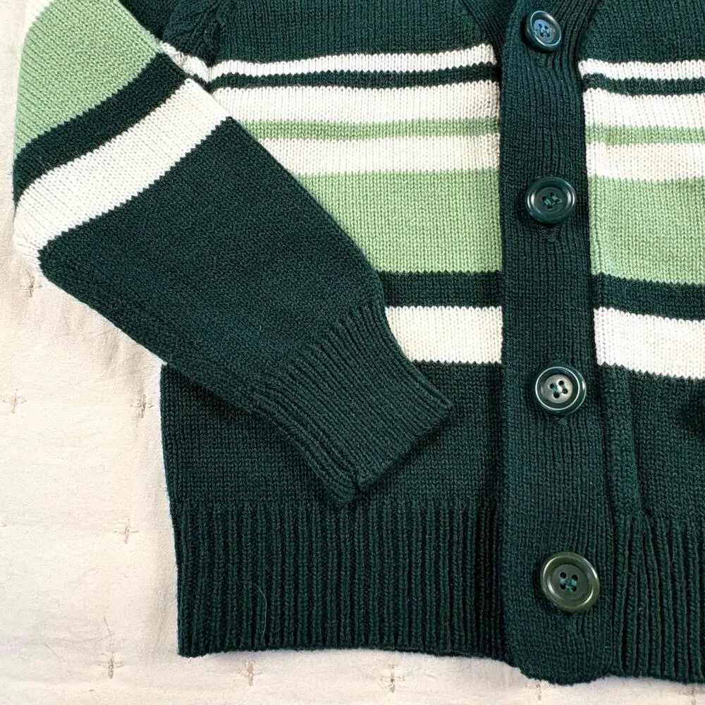Jus' Growin' Vintage Cardigan Sweater Boys 4 Green Preppy Grandpacore 90s